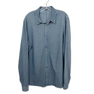 Lululemon Commission Long Sleeve Button Down Shirt Blue Performance - Size Large